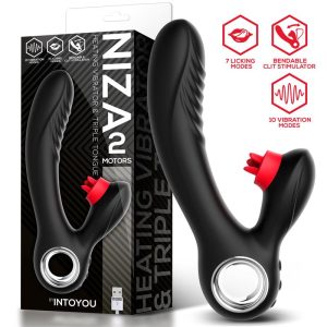 *Niza Vibrador con Calor y Triple Lengua Estimuladora de Clítoris